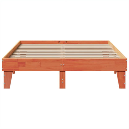 Cadre de lit sans matelas cire marron 140x200cm bois pin massif