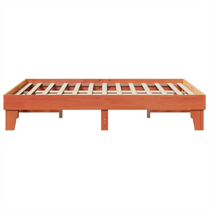 Cadre de lit sans matelas cire marron 140x200cm bois pin massif