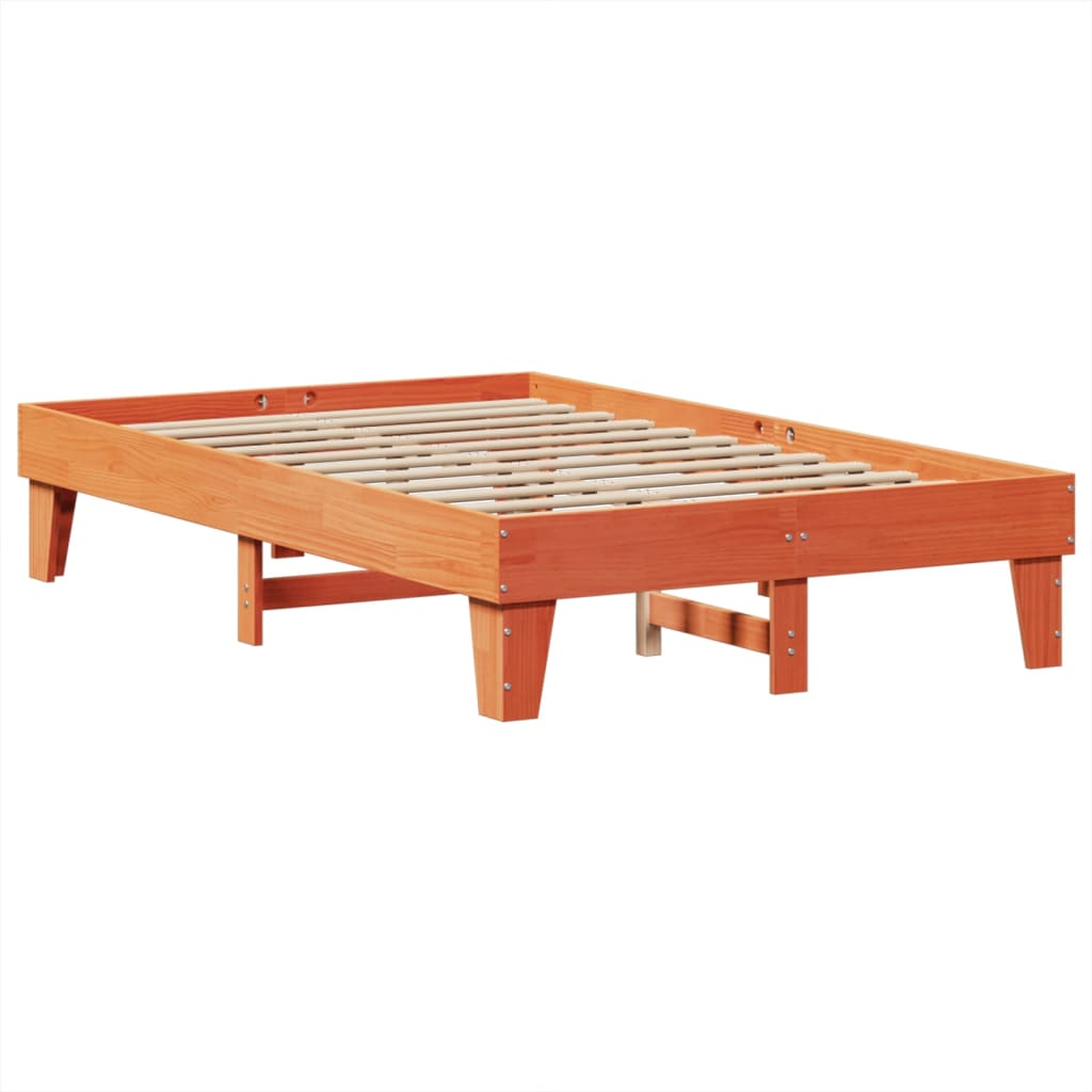 Cadre de lit sans matelas cire marron 120x200cm bois pin massif