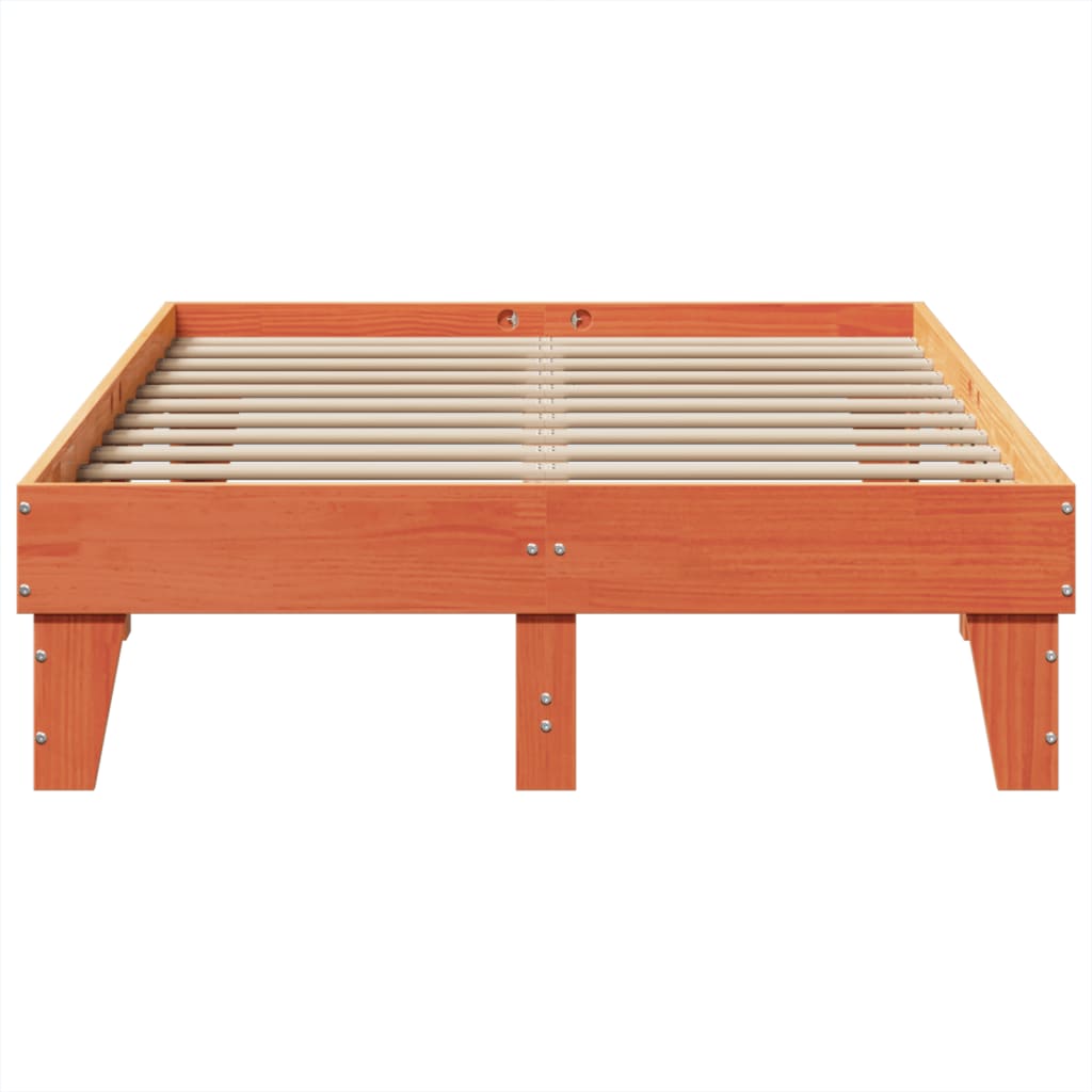 Cadre de lit sans matelas cire marron 120x200cm bois pin massif