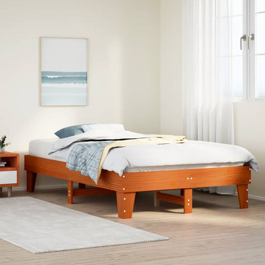 Cadre de lit sans matelas cire marron 120x200cm bois pin massif