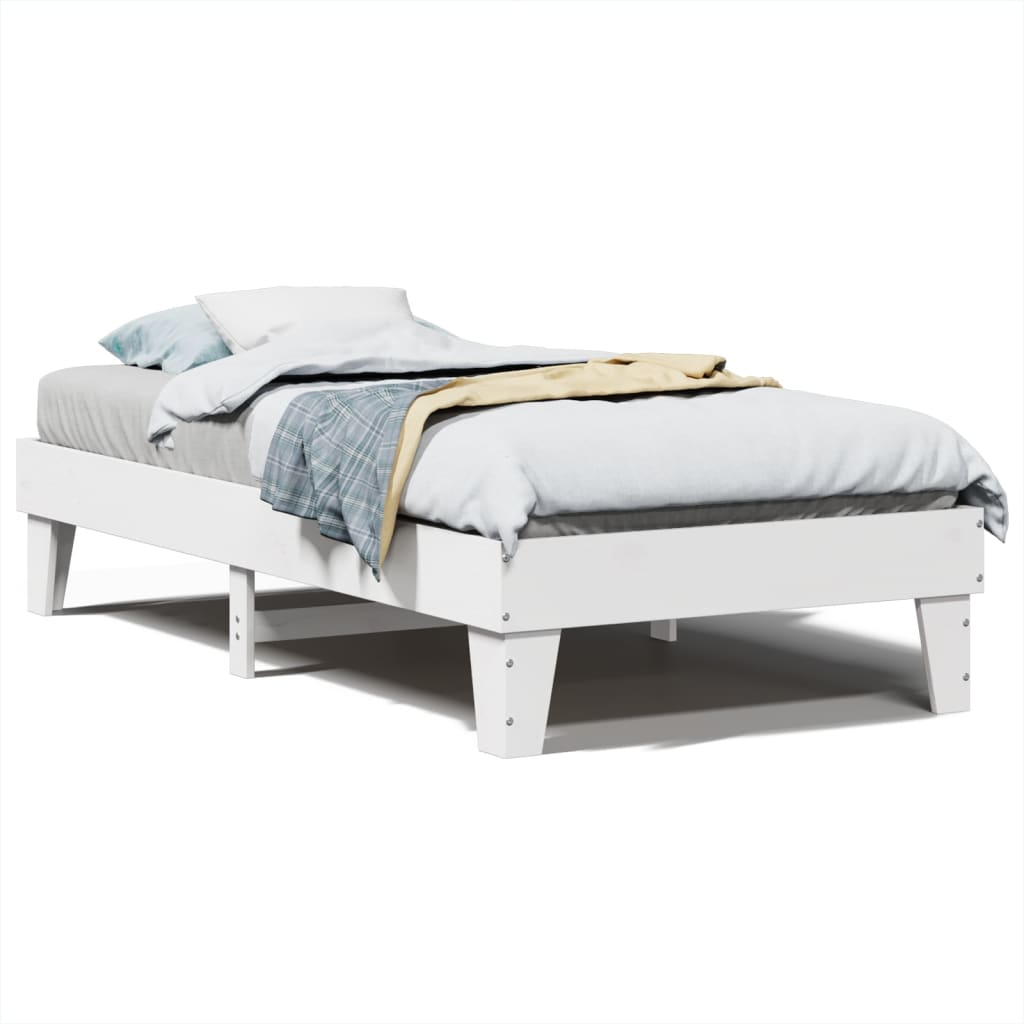 Cadre de lit sans matelas blanc 100x200 cm bois de pin massif