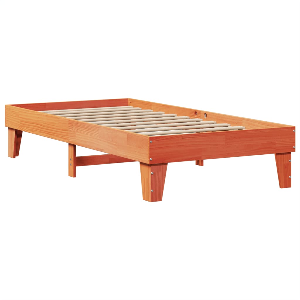 Cadre de lit sans matelas cire marron 100x200cm bois pin massif