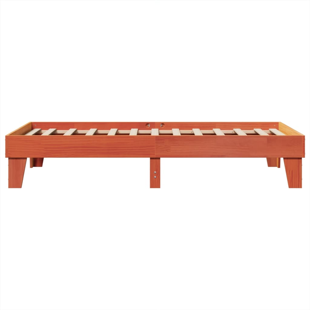 Cadre de lit sans matelas cire marron 100x200cm bois pin massif