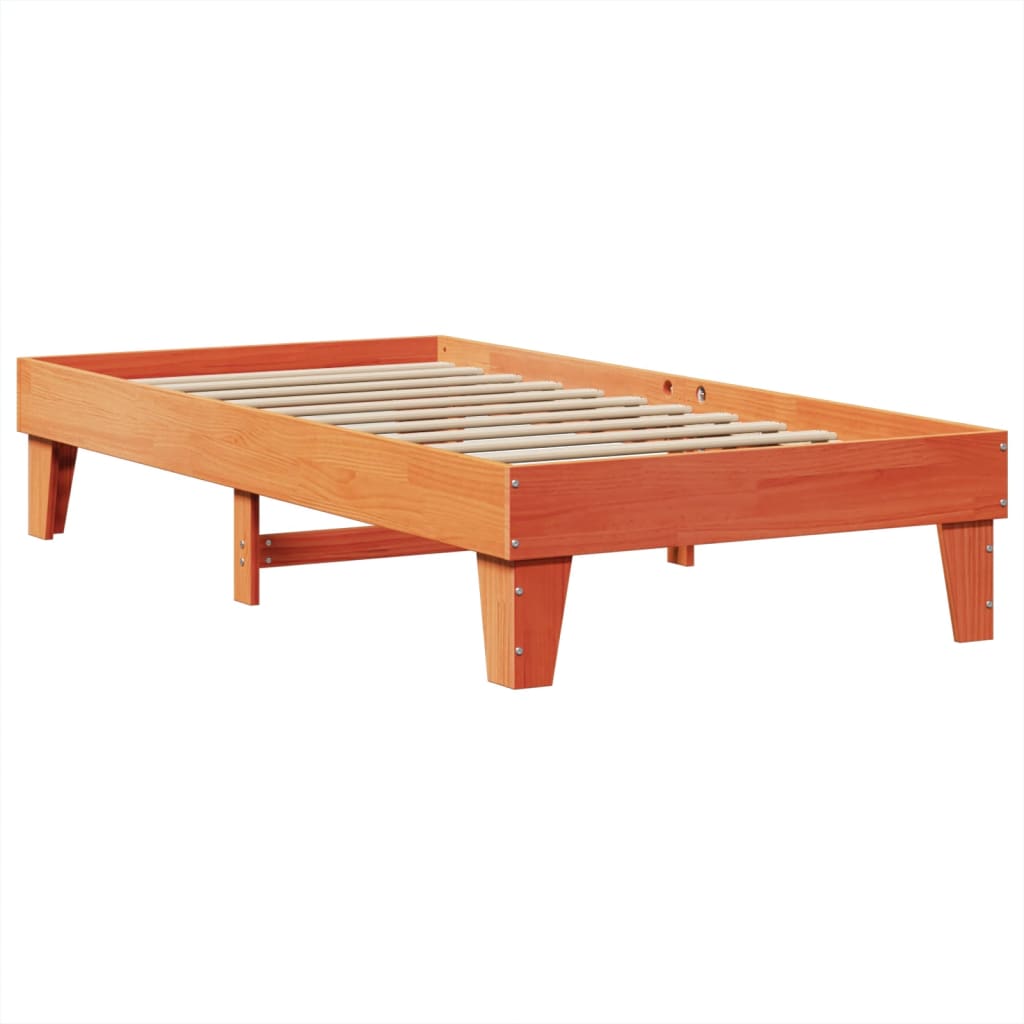 Cadre de lit sans matelas cire marron 100x200cm bois pin massif