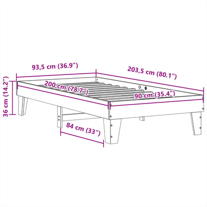 Cadre de lit sans matelas blanc 90x200 cm bois de pin massif