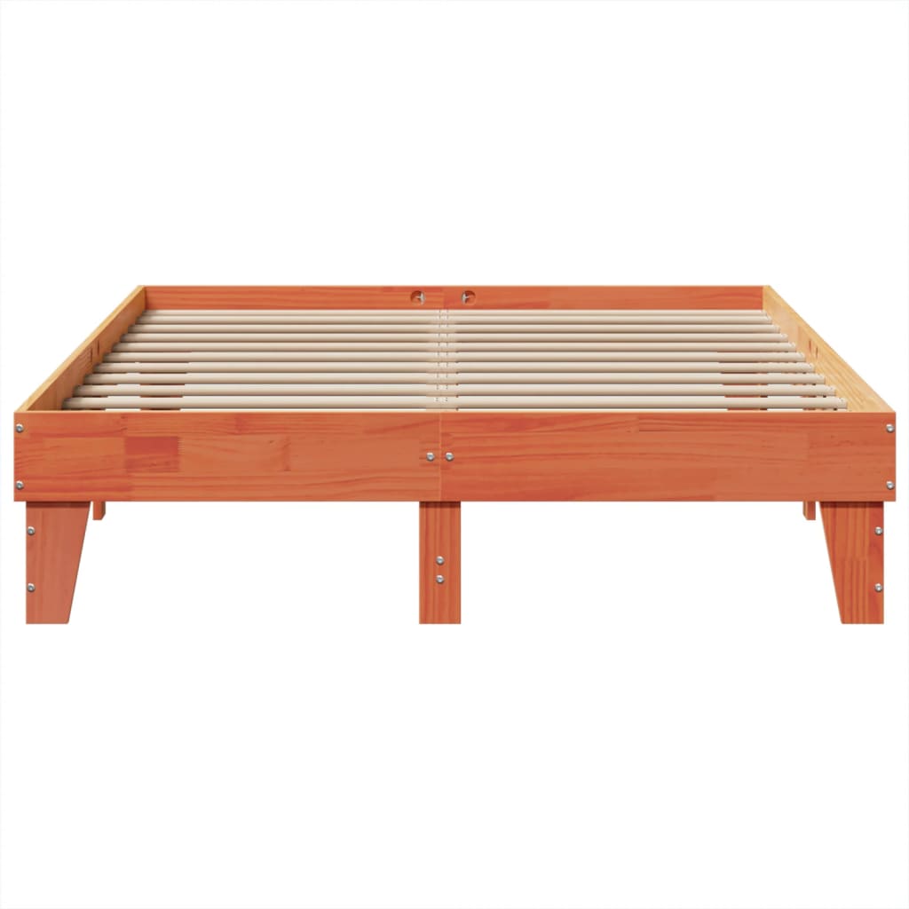 Cadre de lit sans matelas cire marron 140x190cm bois pin massif