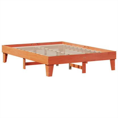 Cadre de lit sans matelas cire marron 140x190cm bois pin massif