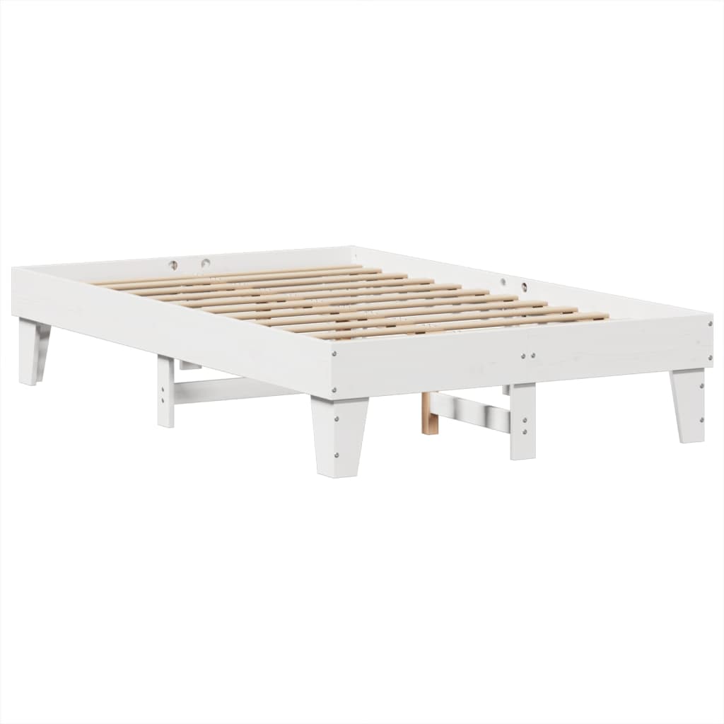 Cadre de lit sans matelas blanc 135x190 cm bois de pin massif