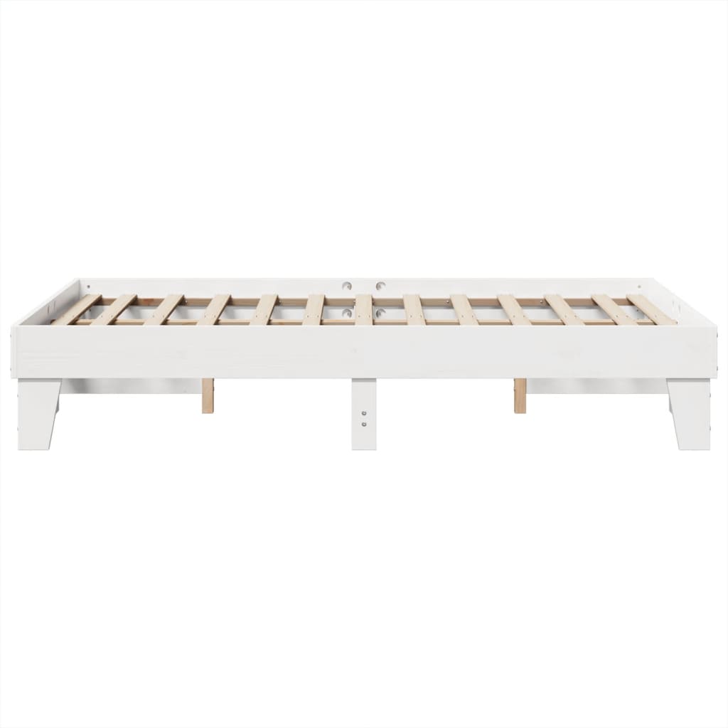 Cadre de lit sans matelas blanc 135x190 cm bois de pin massif