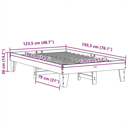 Cadre de lit sans matelas blanc 120x190 cm bois de pin massif