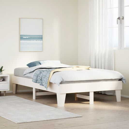 Cadre de lit sans matelas blanc 120x190 cm bois de pin massif