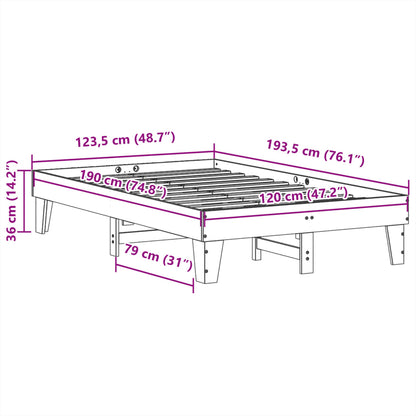 Cadre de lit sans matelas cire marron 120x190cm bois pin massif