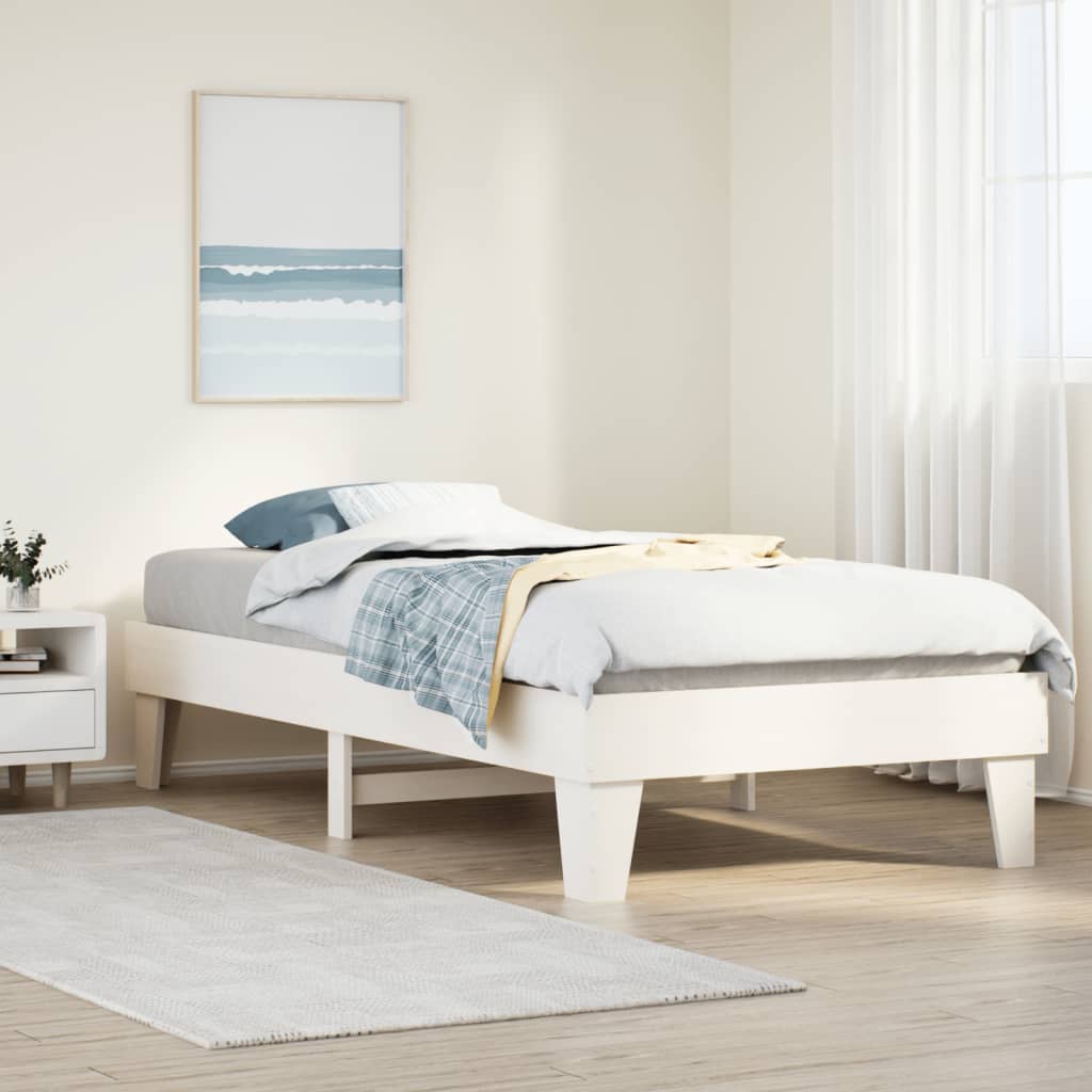 Cadre de lit sans matelas blanc 90x190 cm bois de pin massif