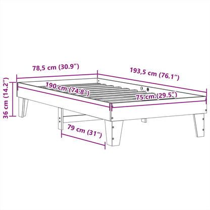 Cadre de lit sans matelas blanc 75x190 cm bois de pin massif