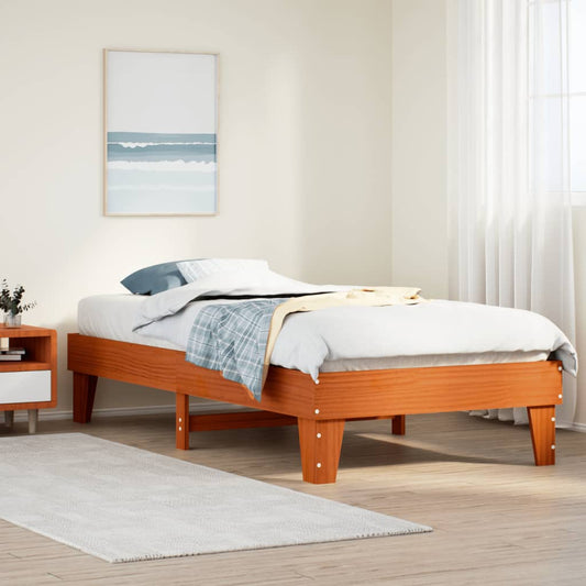 Cadre de lit sans matelas cire marron 75x190 cm bois pin massif