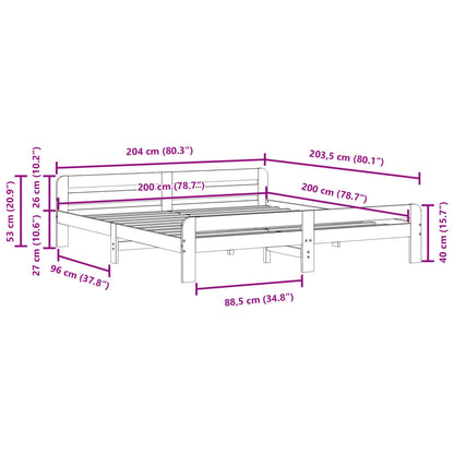 Cadre de lit sans matelas 200x200 cm bois massif de pin