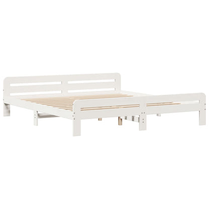 Cadre de lit sans matelas blanc 200x200 cm bois massif de pin