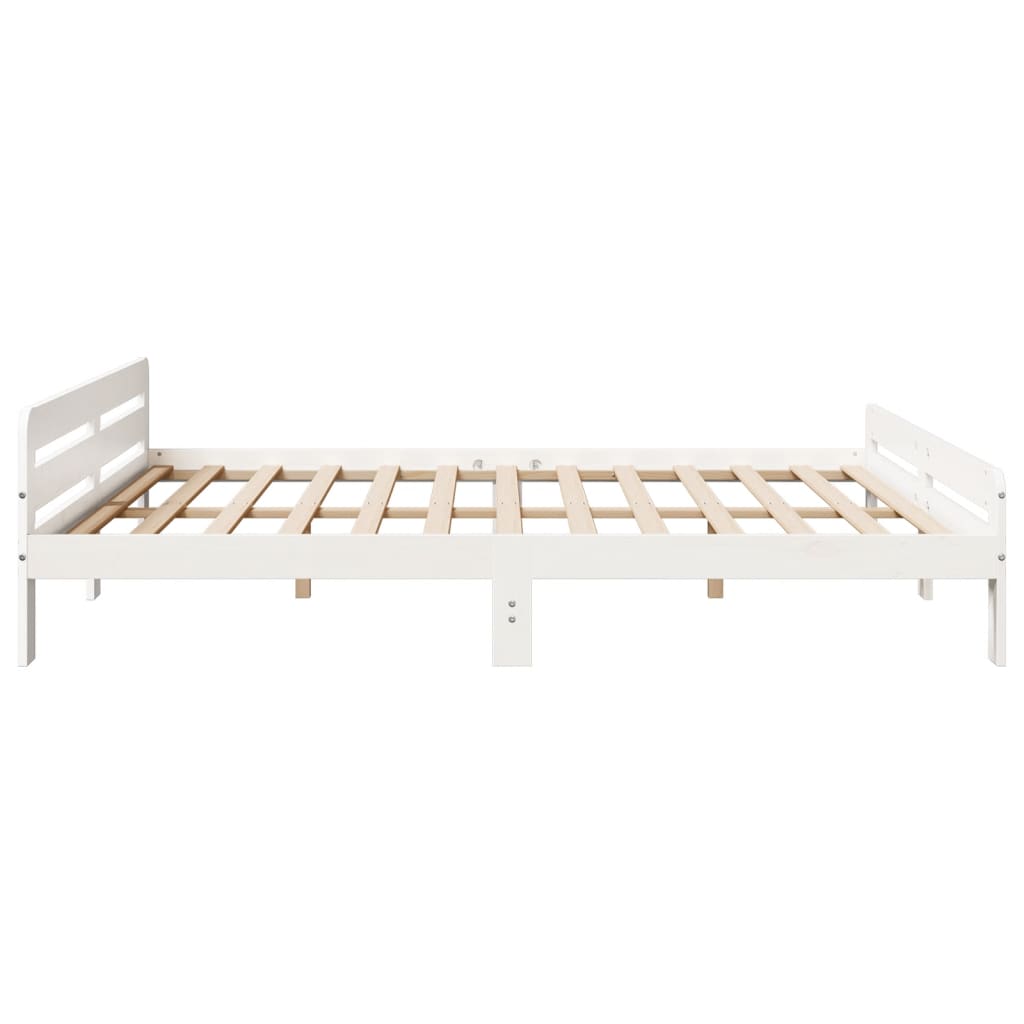 Cadre de lit sans matelas blanc 200x200 cm bois massif de pin