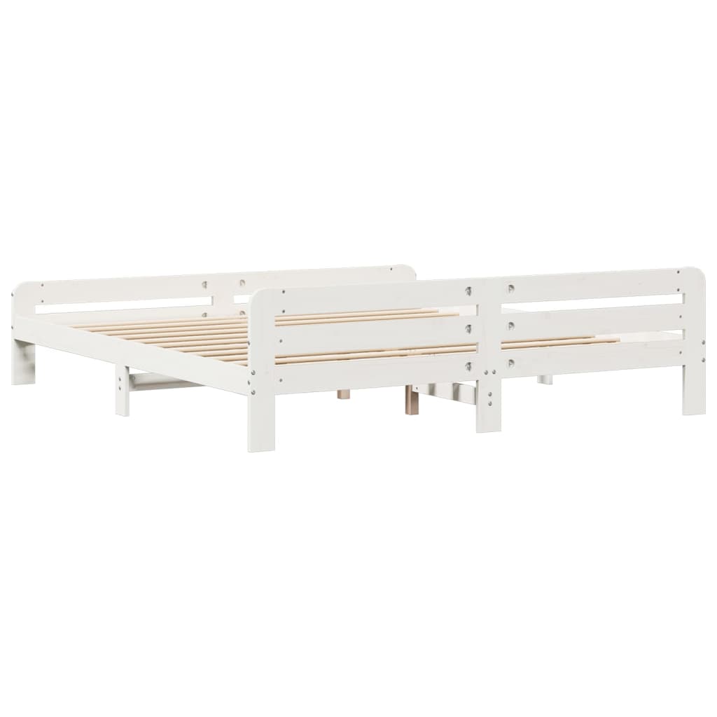 Cadre de lit sans matelas blanc 200x200 cm bois massif de pin