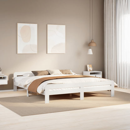 Cadre de lit sans matelas blanc 200x200 cm bois massif de pin