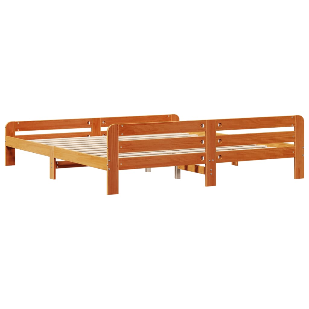 Cadre de lit sans matelas cire marron 200x200cm bois pin massif