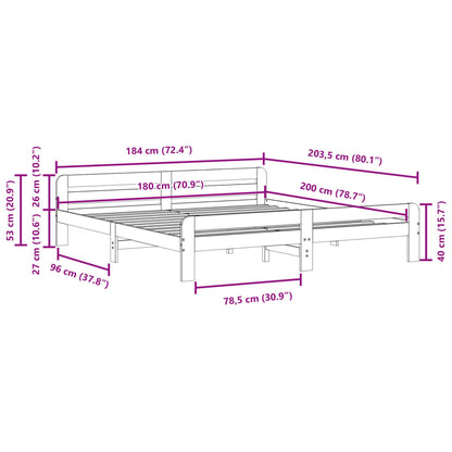 Cadre de lit sans matelas 180x200 cm bois massif de pin