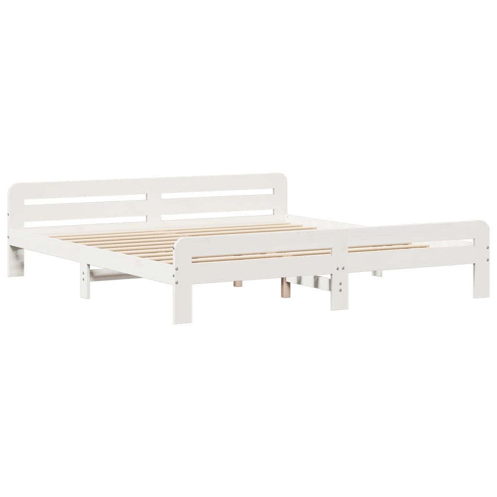 Cadre de lit sans matelas blanc 180x200 cm bois massif de pin