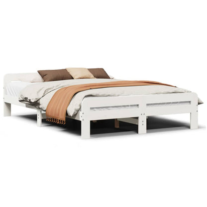 Cadre de lit sans matelas blanc 160x200 cm bois de pin massif