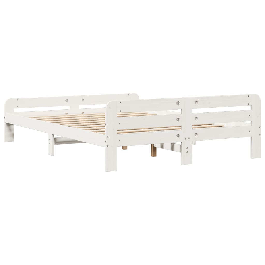 Cadre de lit sans matelas blanc 160x200 cm bois de pin massif