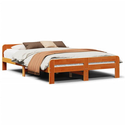 Cadre de lit sans matelas cire marron 160x200cm bois pin massif