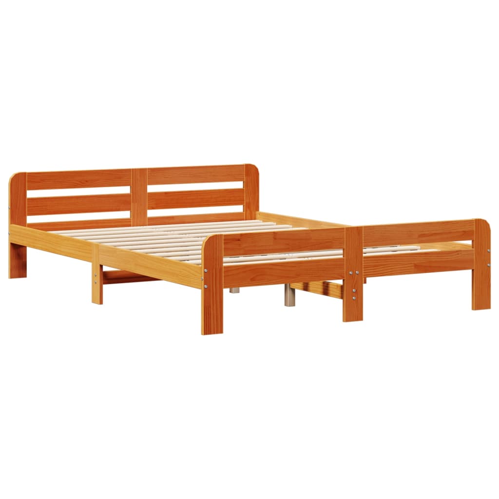 Cadre de lit sans matelas cire marron 160x200cm bois pin massif