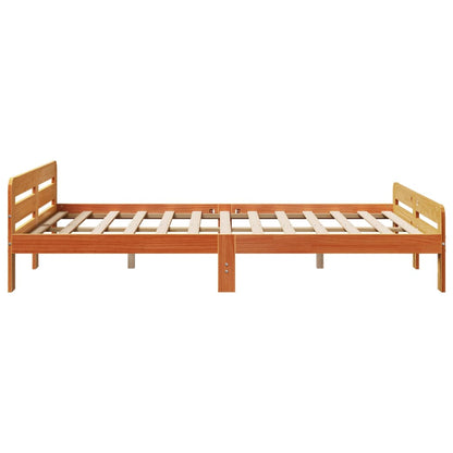 Cadre de lit sans matelas cire marron 160x200cm bois pin massif