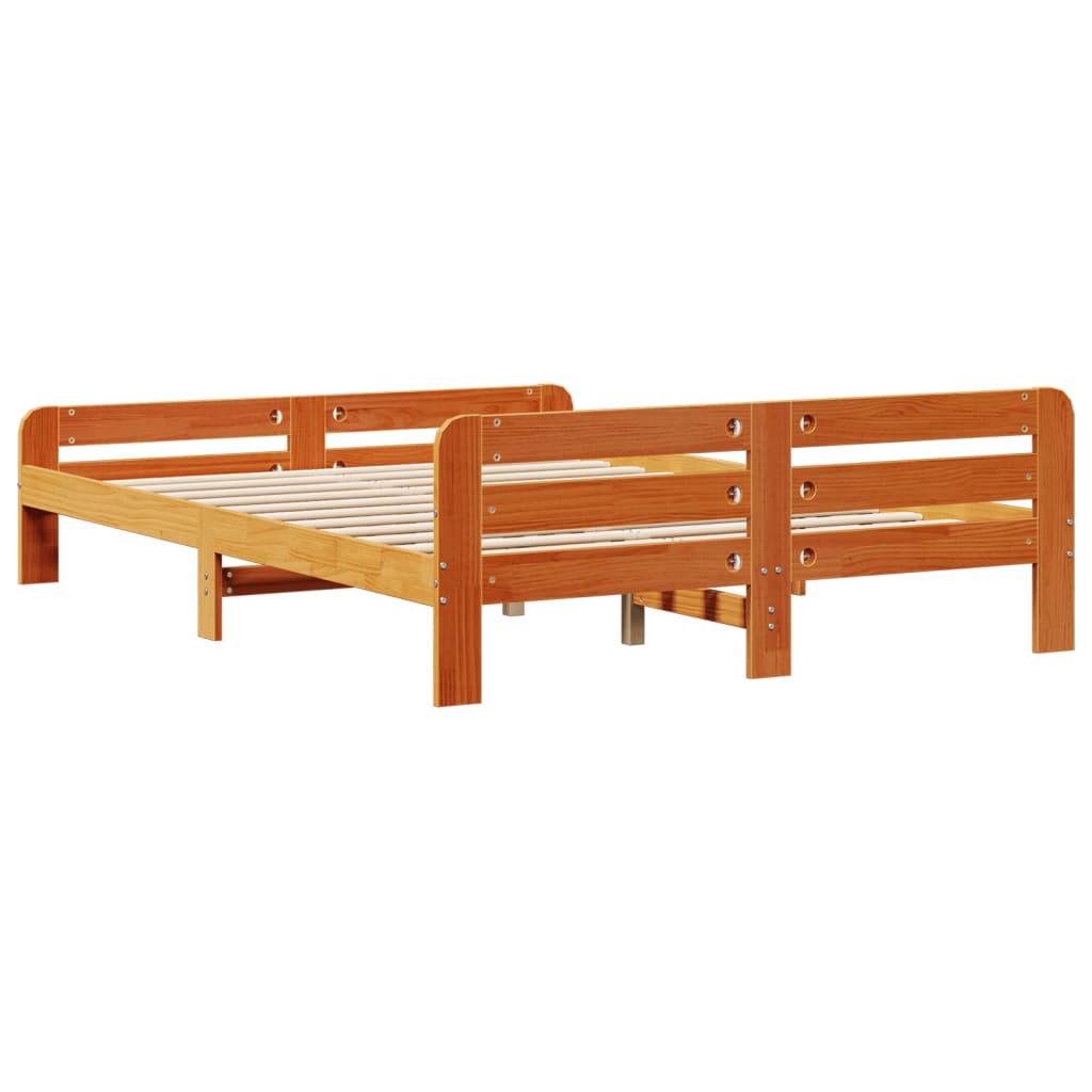 Cadre de lit sans matelas cire marron 160x200cm bois pin massif