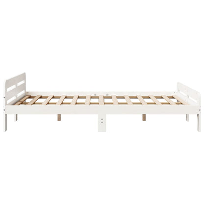 Cadre de lit sans matelas blanc 150x200 cm bois de pin massif