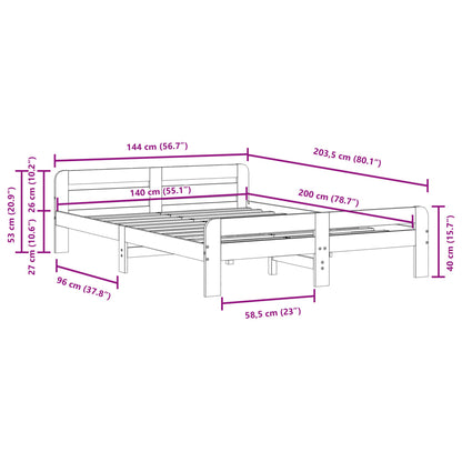 Cadre de lit sans matelas blanc 140x200 cm bois de pin massif