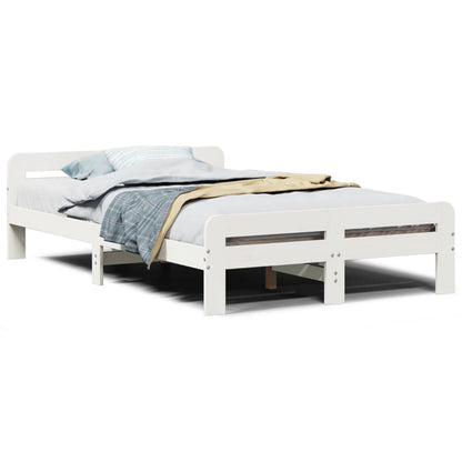 Cadre de lit sans matelas blanc 120x200 cm bois de pin massif