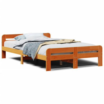 Cadre de lit sans matelas cire marron 120x200cm bois pin massif