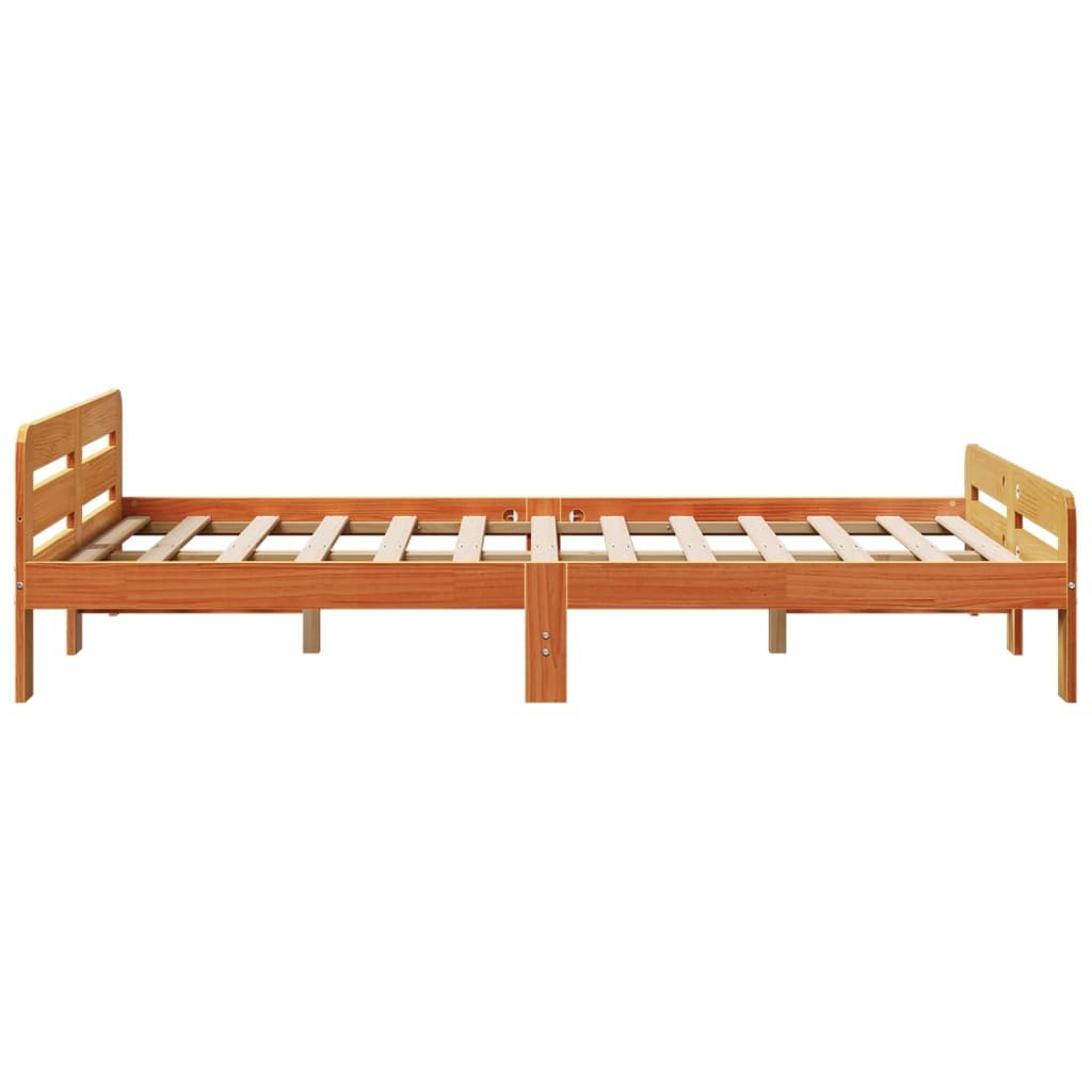 Cadre de lit sans matelas cire marron 120x200cm bois pin massif