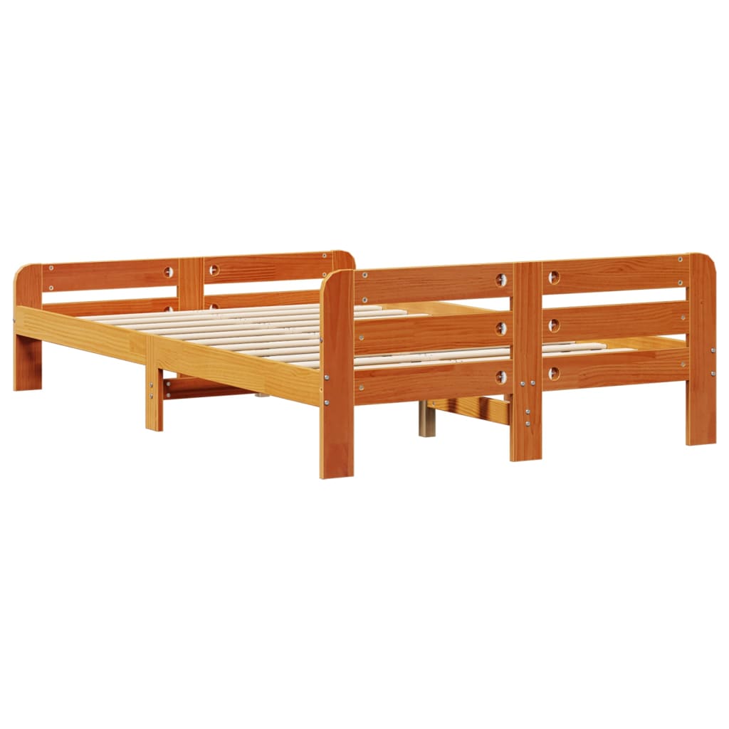 Cadre de lit sans matelas cire marron 120x200cm bois pin massif