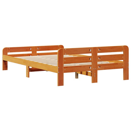 Cadre de lit sans matelas cire marron 120x200cm bois pin massif