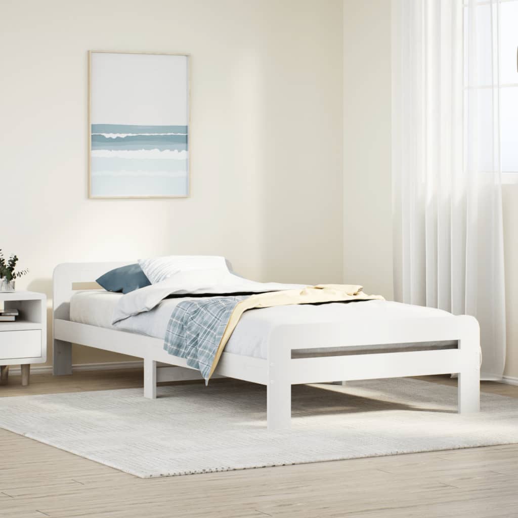 Cadre de lit sans matelas blanc 100x200 cm bois de pin massif