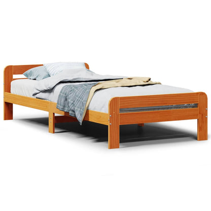 Cadre de lit sans matelas cire marron 100x200cm bois pin massif