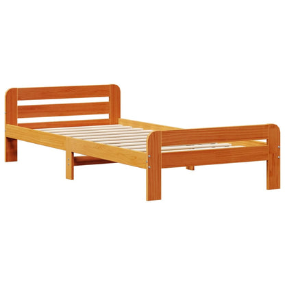 Cadre de lit sans matelas cire marron 100x200cm bois pin massif