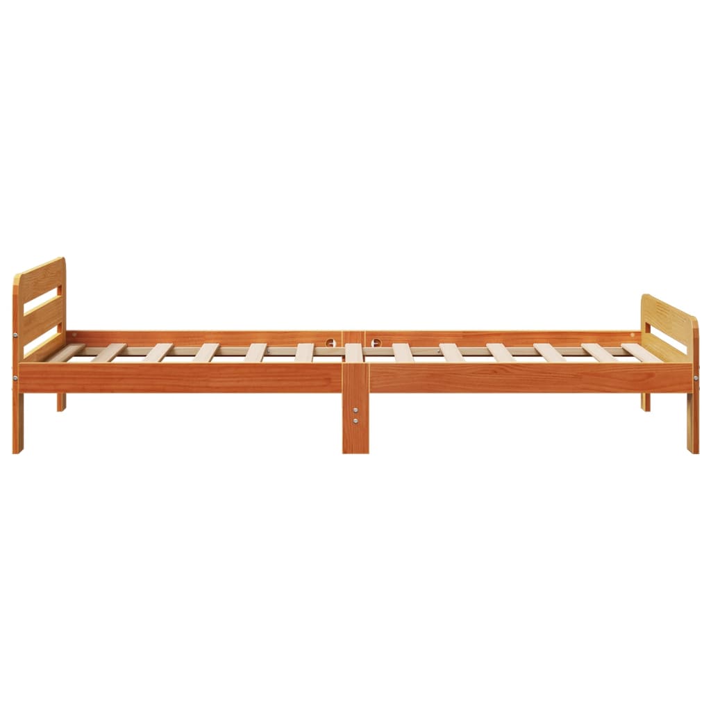 Cadre de lit sans matelas cire marron 100x200cm bois pin massif