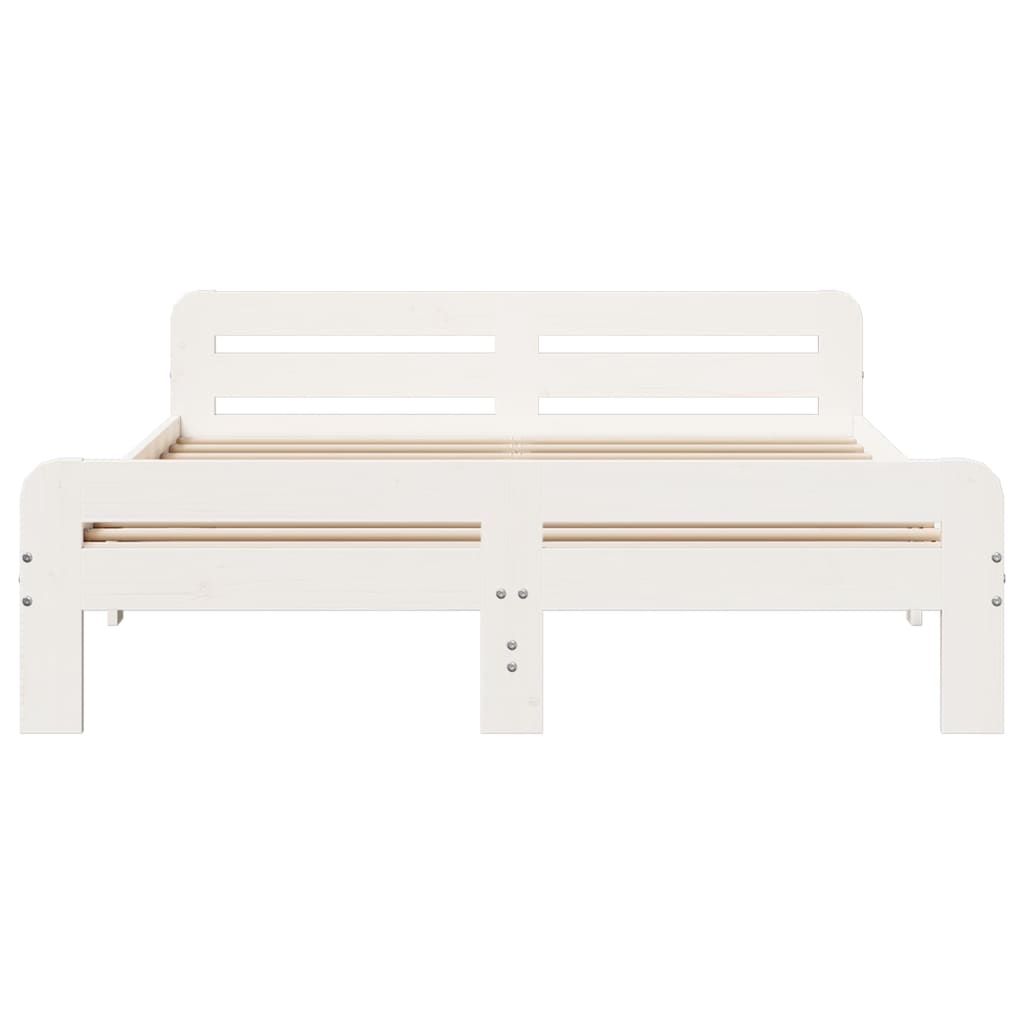 Cadre de lit sans matelas blanc 140x190 cm bois de pin massif