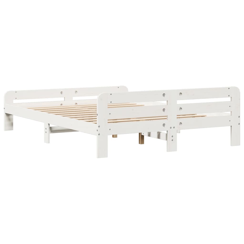 Cadre de lit sans matelas blanc 140x190 cm bois de pin massif