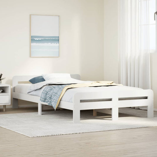 Cadre de lit sans matelas blanc 135x190 cm bois de pin massif