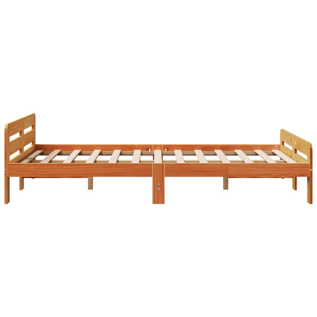 Cadre de lit sans matelas cire marron 120x190cm bois pin massif