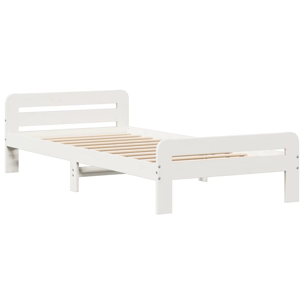 Cadre de lit sans matelas blanc 90x190 cm bois de pin massif